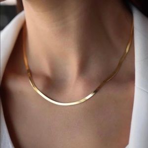 Gold Plated Flat Herringbone Snake Necklace